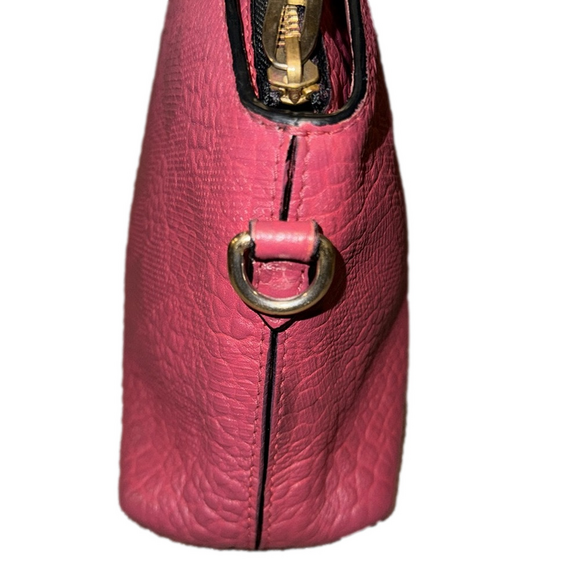 BURBERRY MAGENTA EMBOSSED CHECK LEATHER CHICHESTER CROSSBODY BAG - Picture 4 of 12